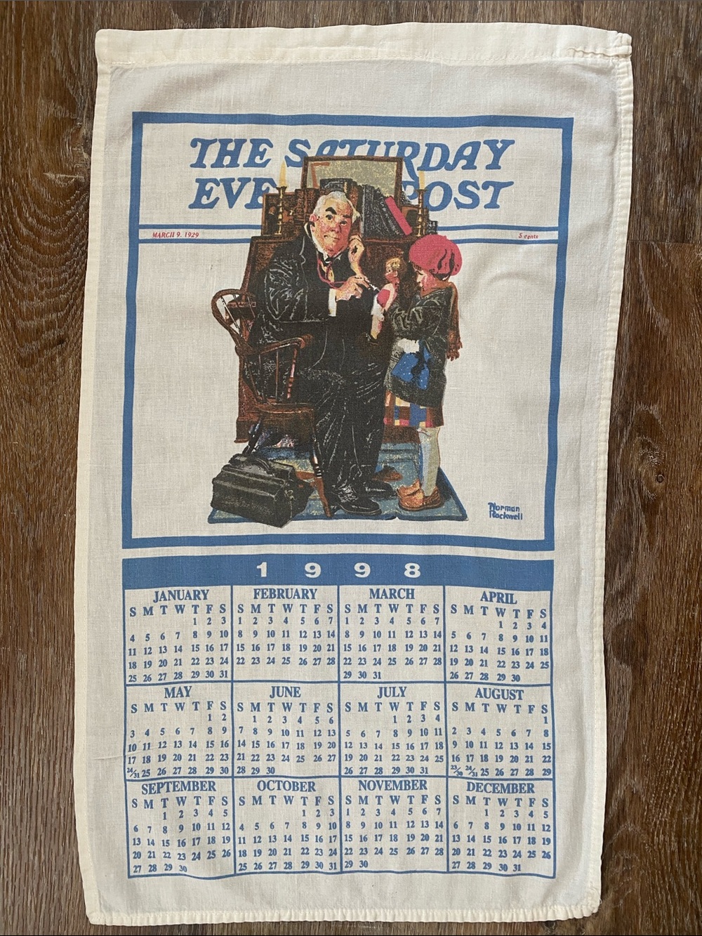 Norman Rockwell 1998 Calendar Dish Towel